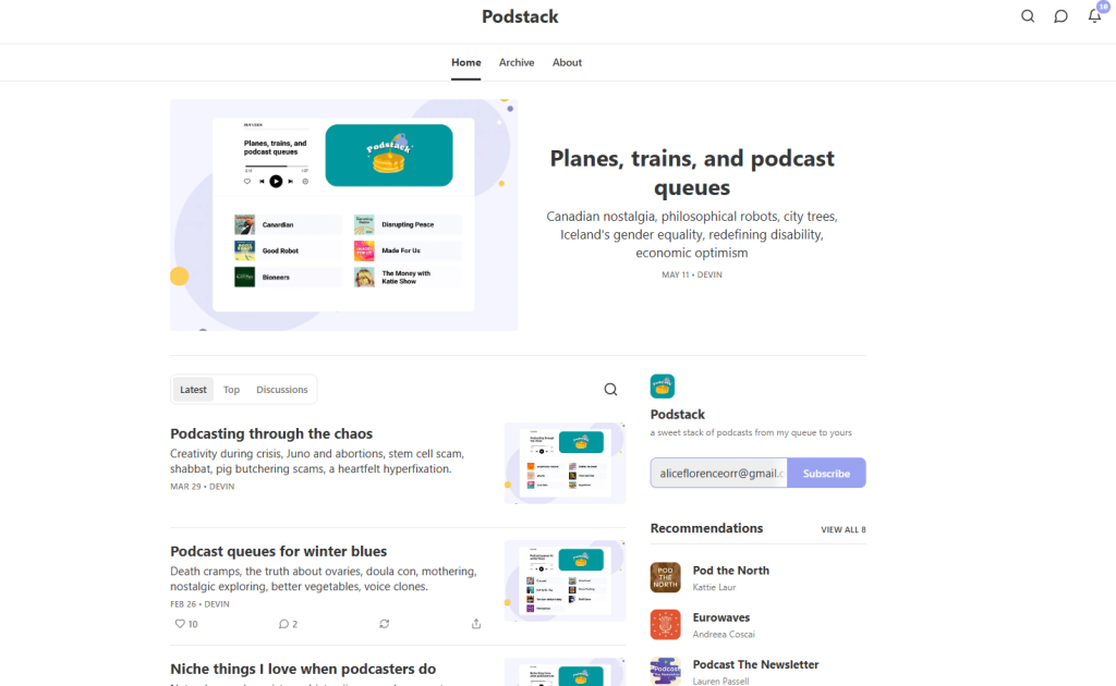 Podstack podcast newsletter