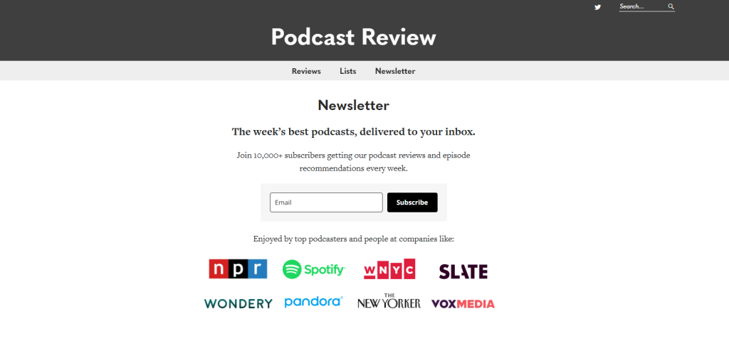 Podcast Review podcast newsletter