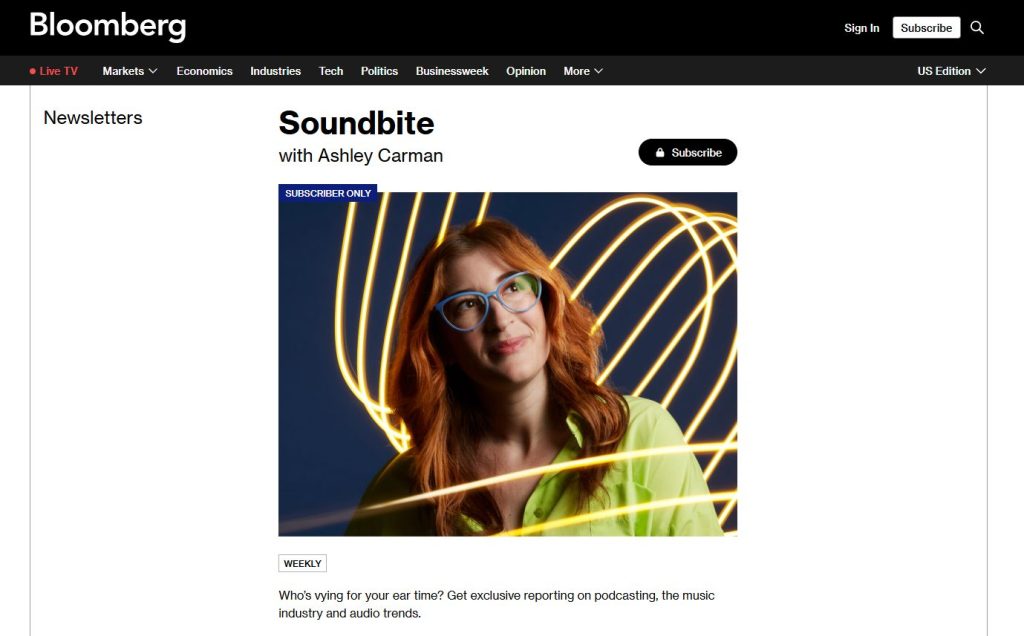 Bloomberg Soundbite podcast newsletter