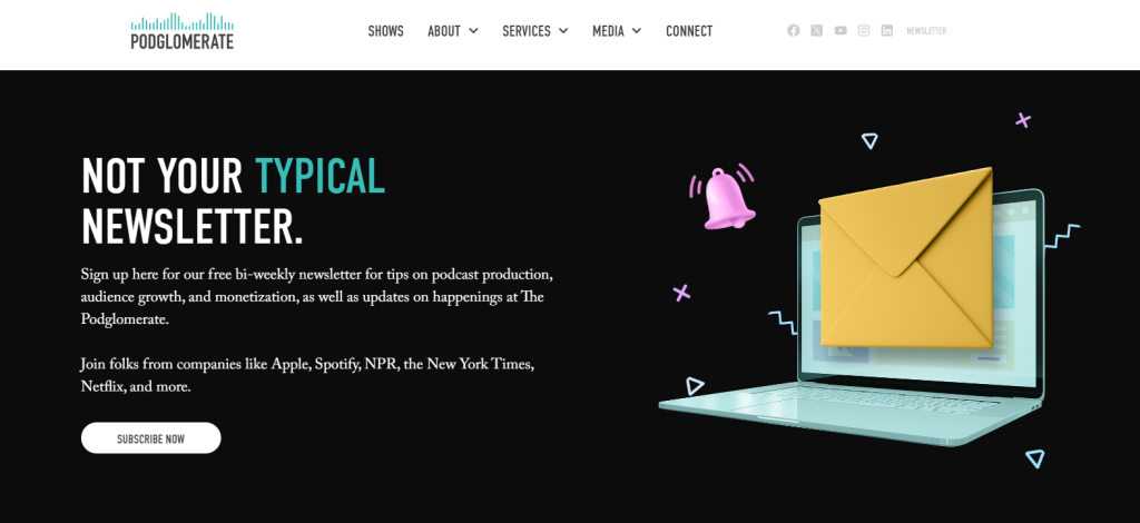 The Podglomerate marketing and production podcast newsletter