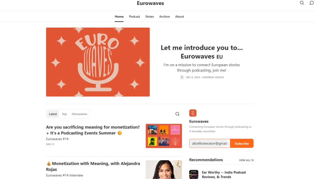 Eurowaves podcast newsletter