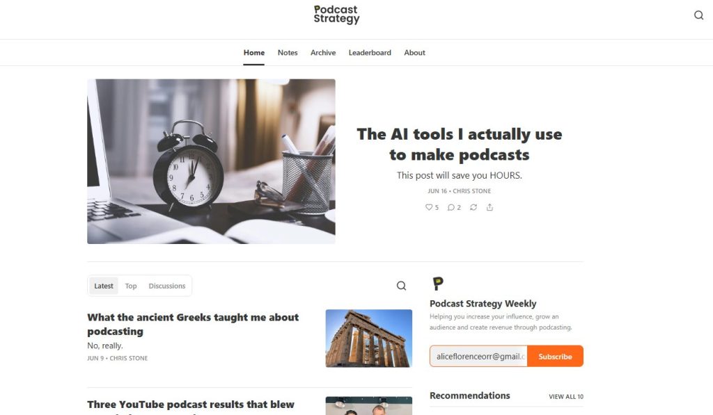 Podcast Strategy podcast newsletter