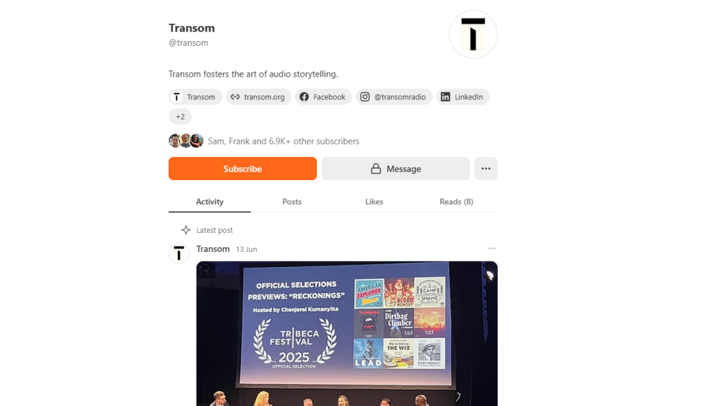 Over the Transom Podcast Newsletter